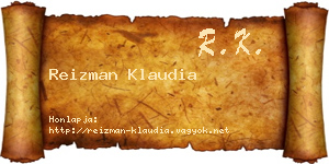 Reizman Klaudia névjegykártya